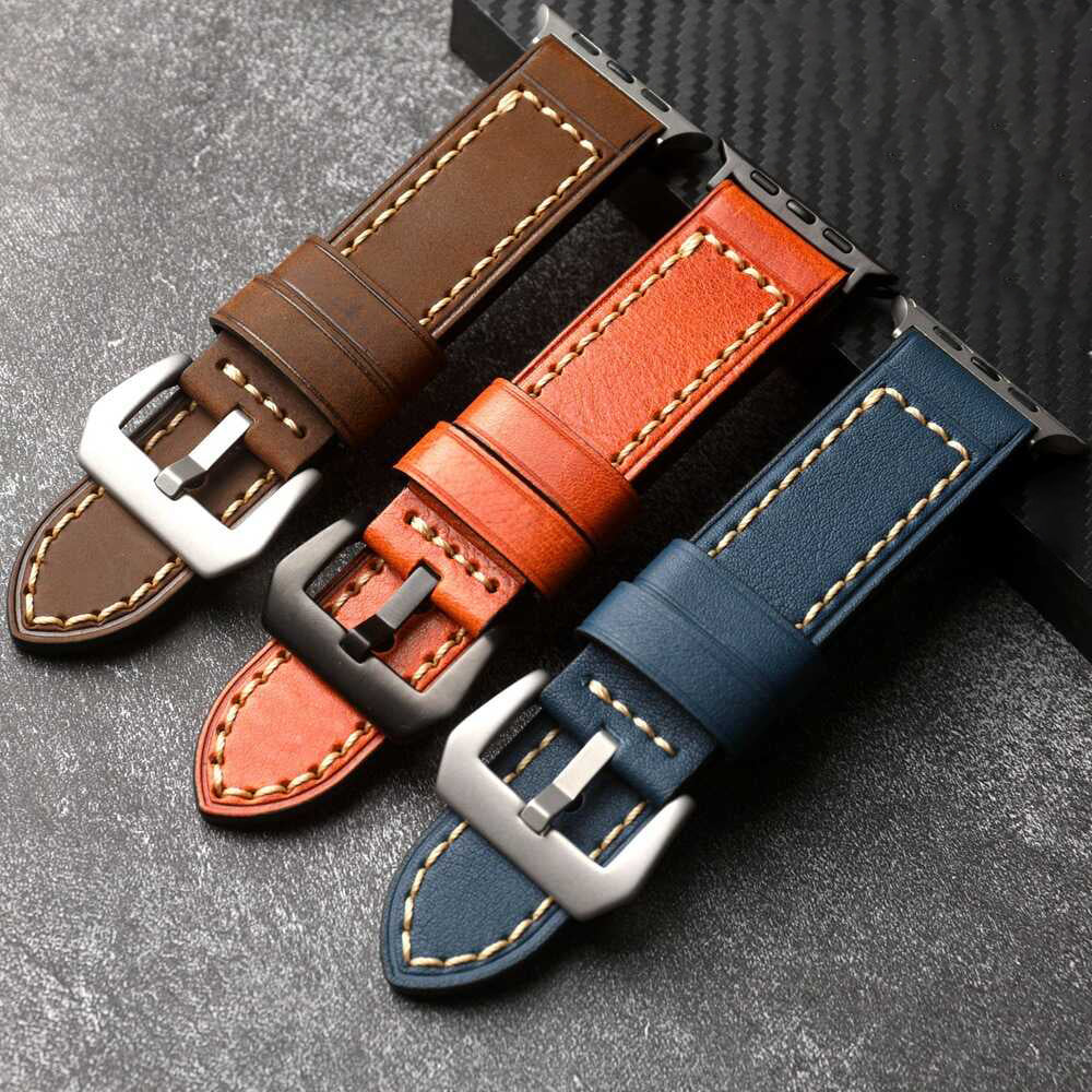 Vintage Stitched Leather Band for Apple Watch.