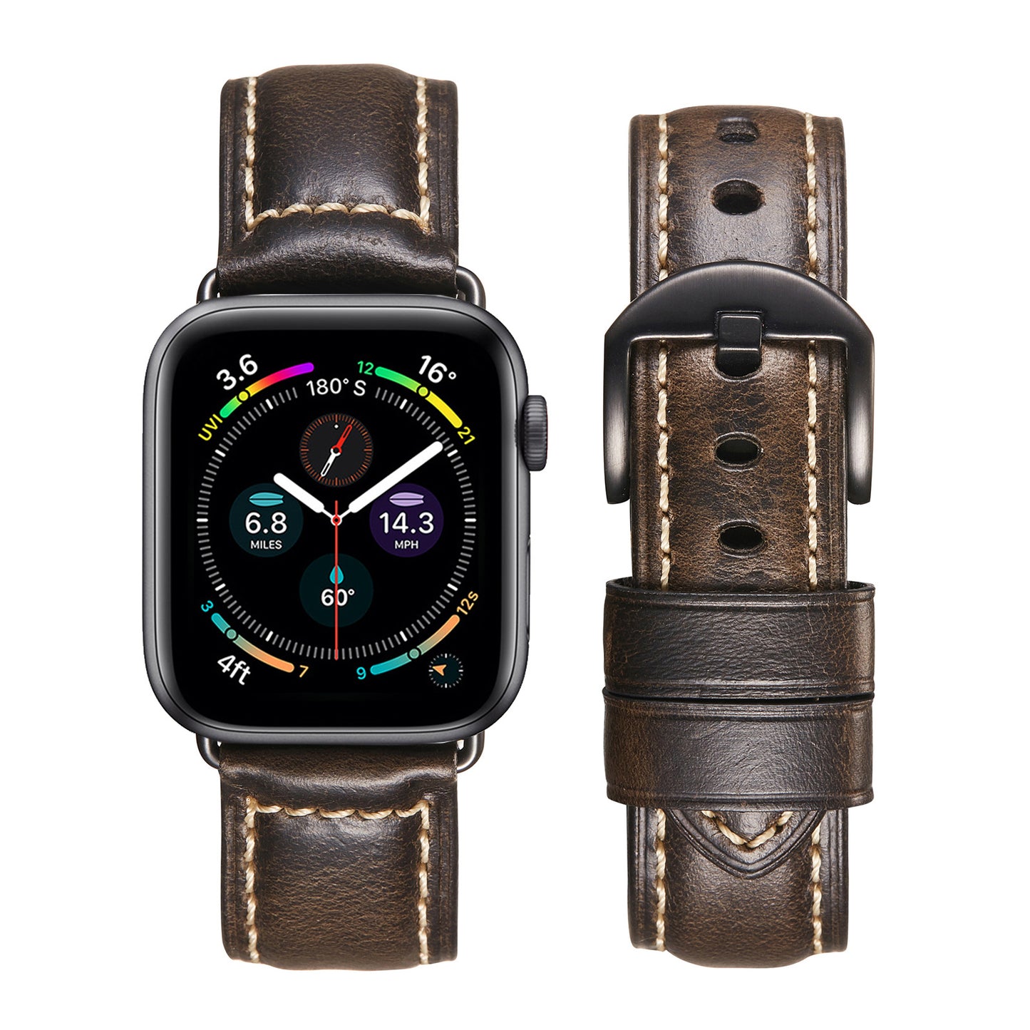Vintage Waxed Leather Band for Apple Watch Rugged Classic Style