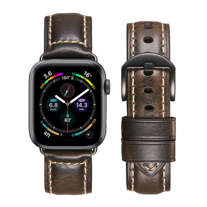 Vintage Waxed Leather Band for Apple Watch Rugged Classic Style