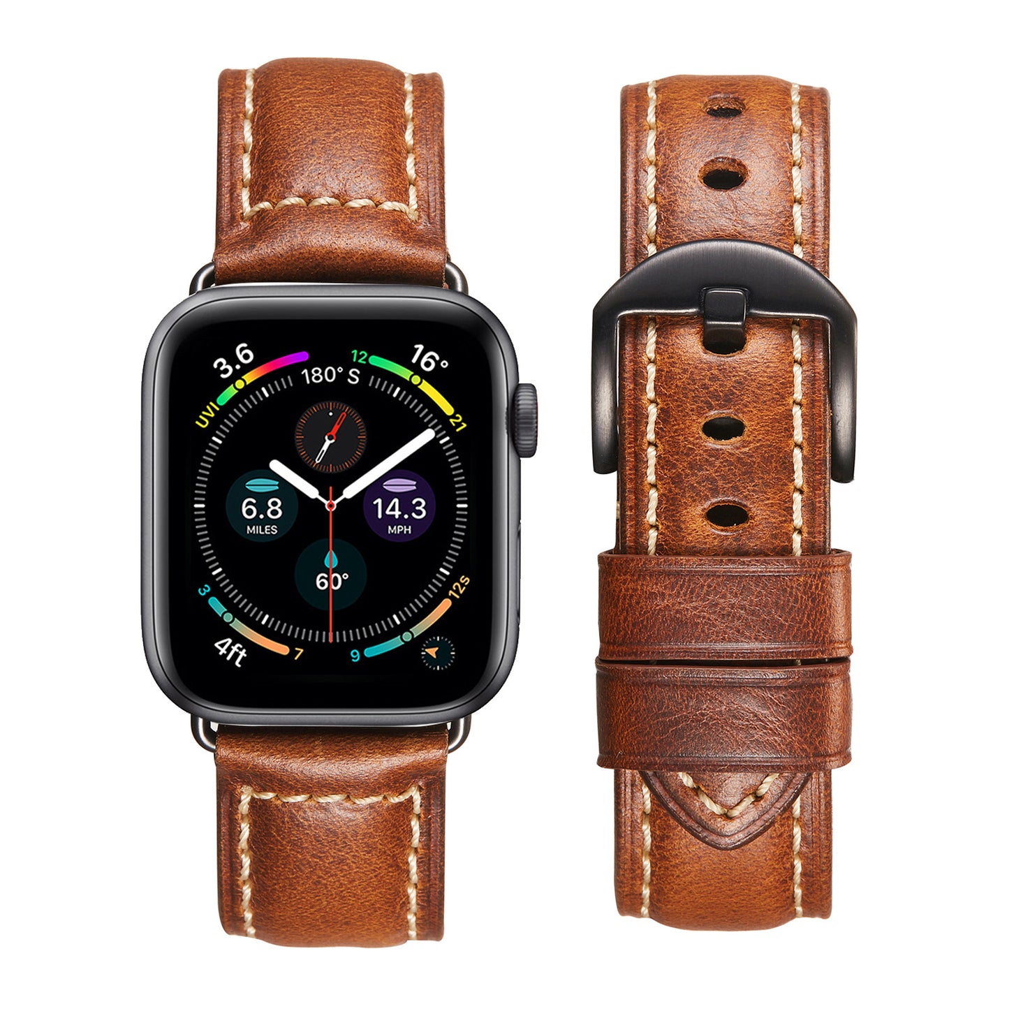 Vintage Waxed Leather Band for Apple Watch Rugged Classic Style