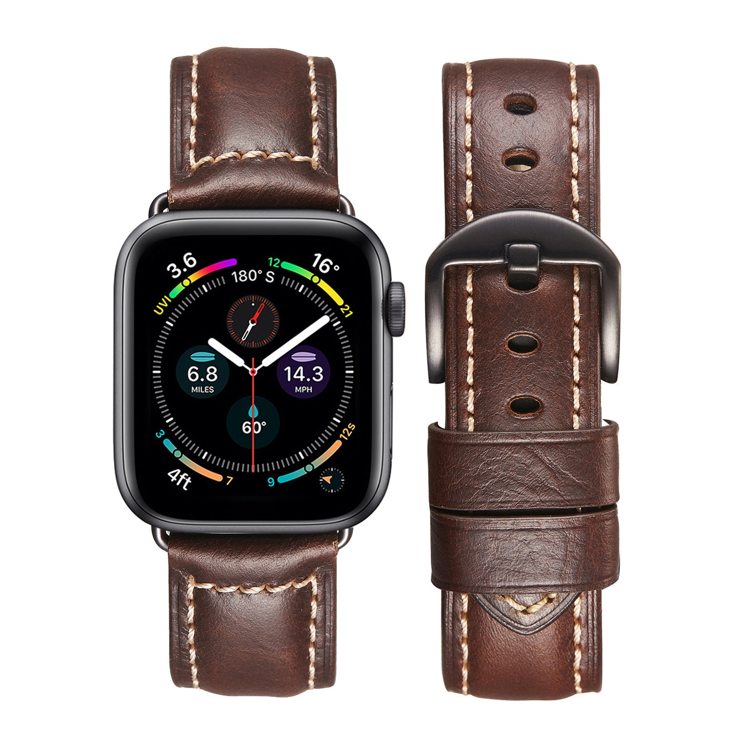 Vintage Waxed Leather Band for Apple Watch Rugged Classic Style