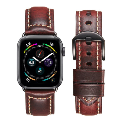 Vintage Waxed Leather Band for Apple Watch Rugged Classic Style