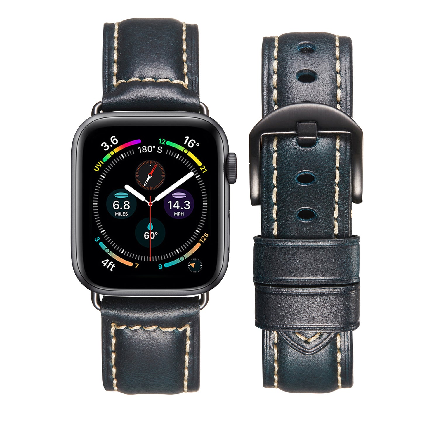 Vintage Waxed Leather Band for Apple Watch Rugged Classic Style