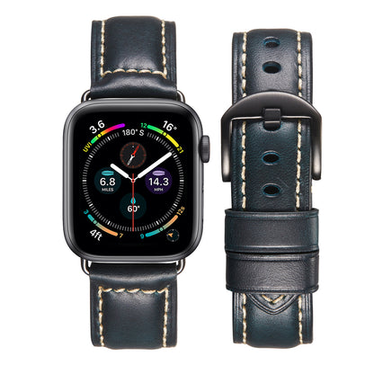 Vintage Waxed Leather Band for Apple Watch Rugged Classic Style