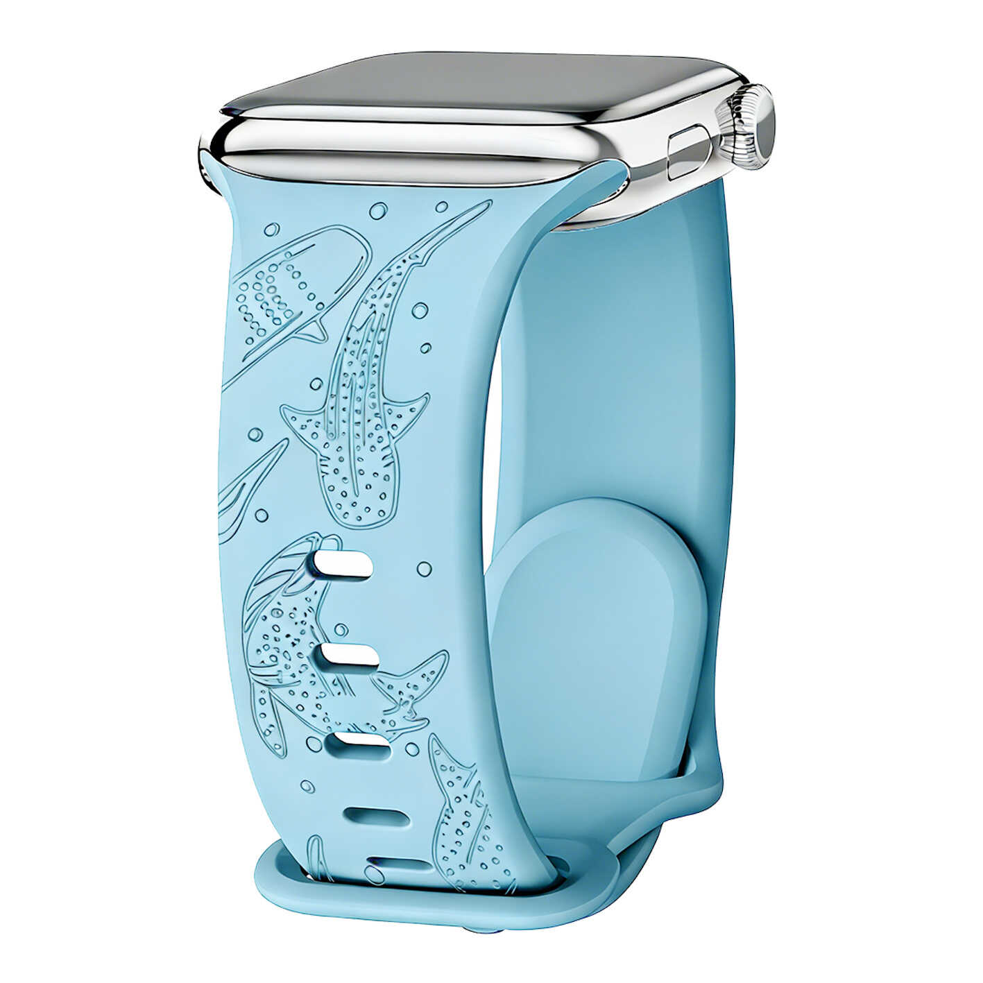 Whale Engraved Silicone Band for Apple Watch
