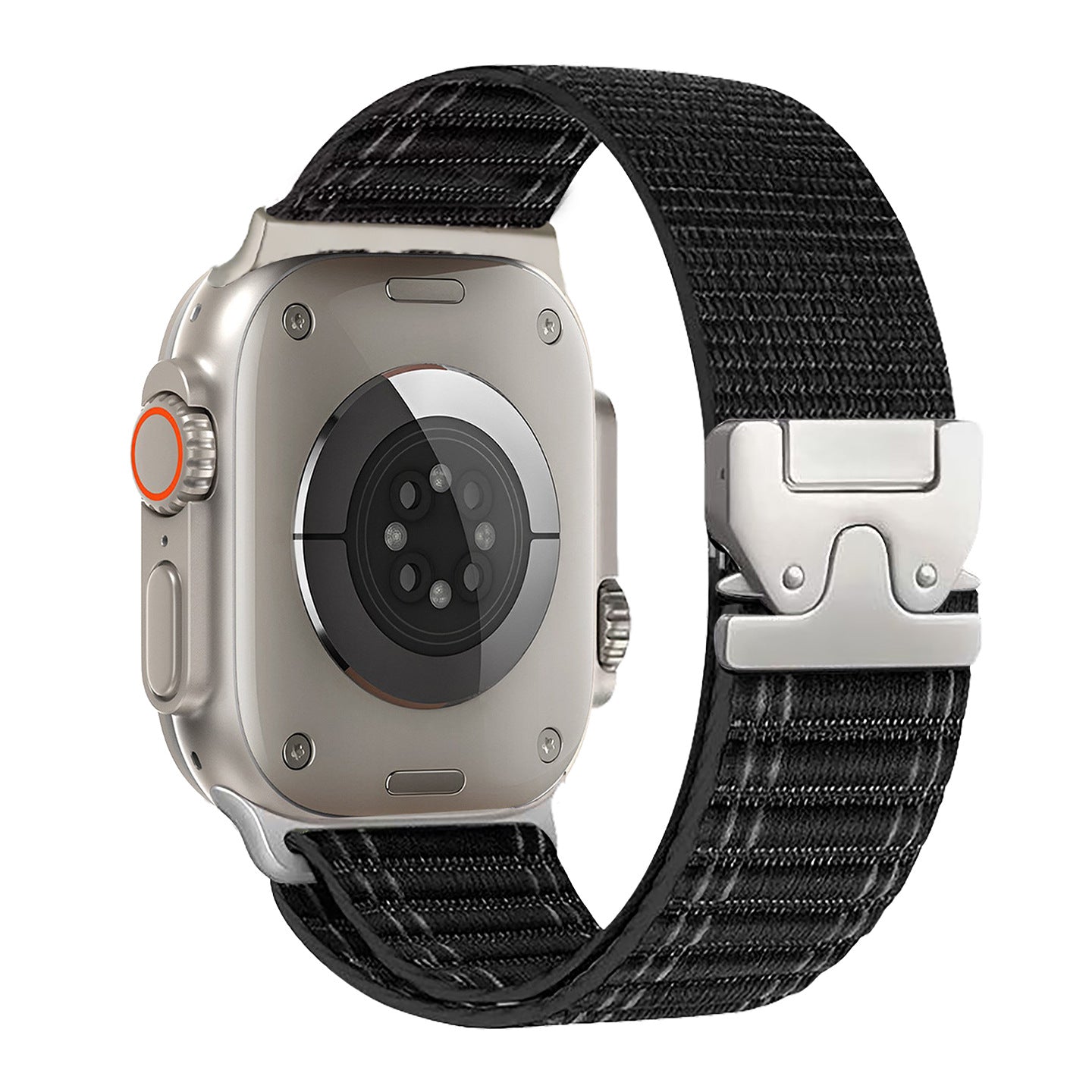 Woven Stripe Nylon Band for Apple Watch Adjustable Comfort Strap.