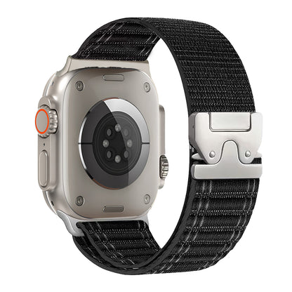 Woven Stripe Nylon Band for Apple Watch Adjustable Comfort Strap.