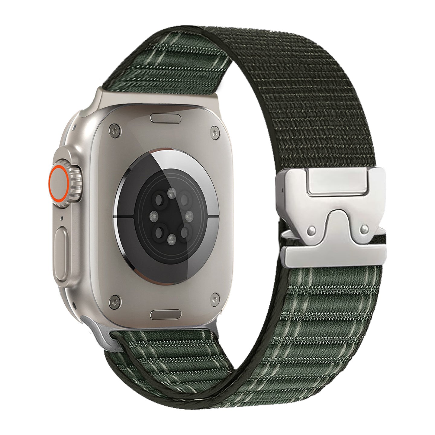 Woven Stripe Nylon Band for Apple Watch Adjustable Comfort Strap.