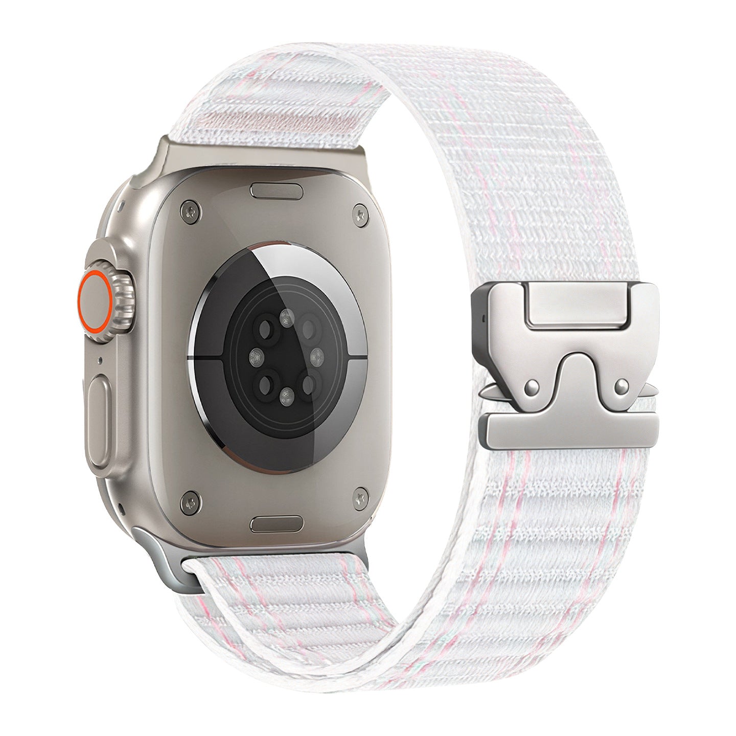 Woven Stripe Nylon Band for Apple Watch Adjustable Comfort Strap.