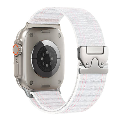 Woven Stripe Nylon Band for Apple Watch Adjustable Comfort Strap.