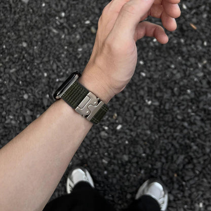 Woven Stripe Nylon Band for Apple Watch Adjustable Comfort Strap.