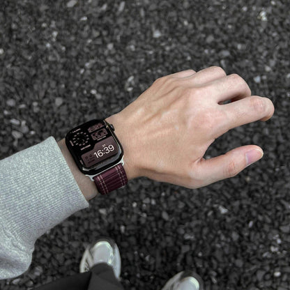 Woven Stripe Nylon Band for Apple Watch Adjustable Comfort Strap.