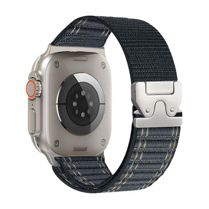 Woven Stripe Nylon Band for Apple Watch Adjustable Comfort Strap